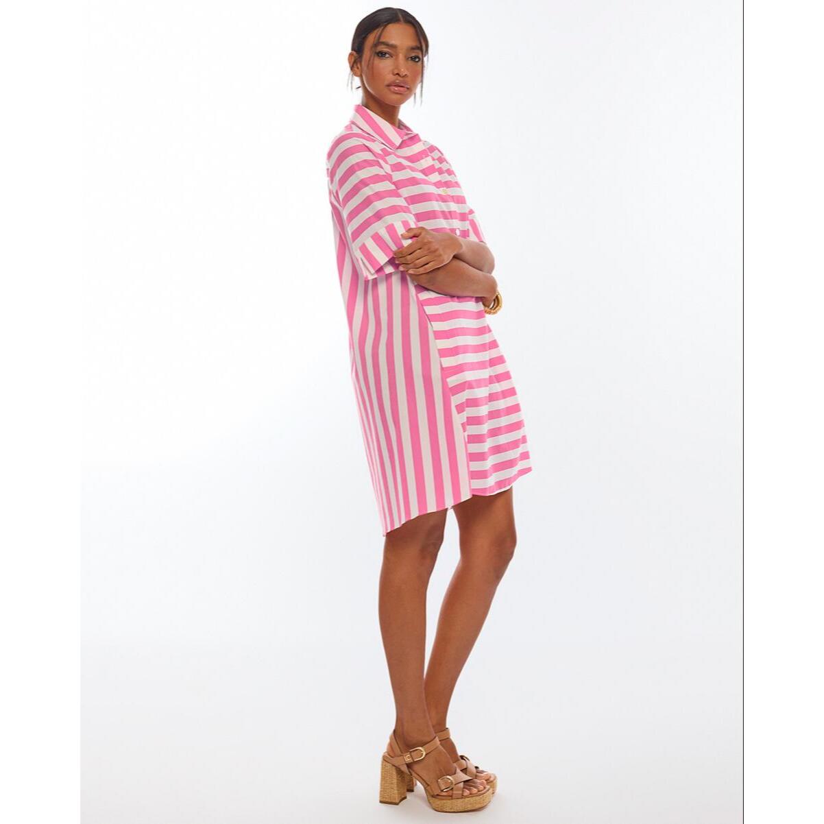 Abito corto in popeline a righe