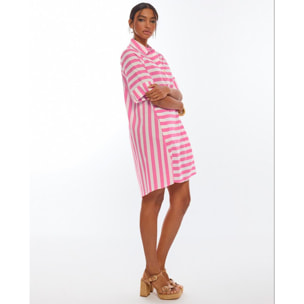 Abito corto in popeline a righe