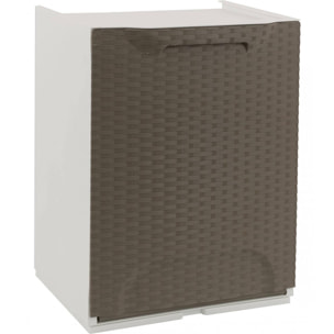 Cassetto portatutto in polipropilene effetto rattan, Box contenitore componibile multiuso, 100% Made in Italy, cm 34x29h47, colore Tortora