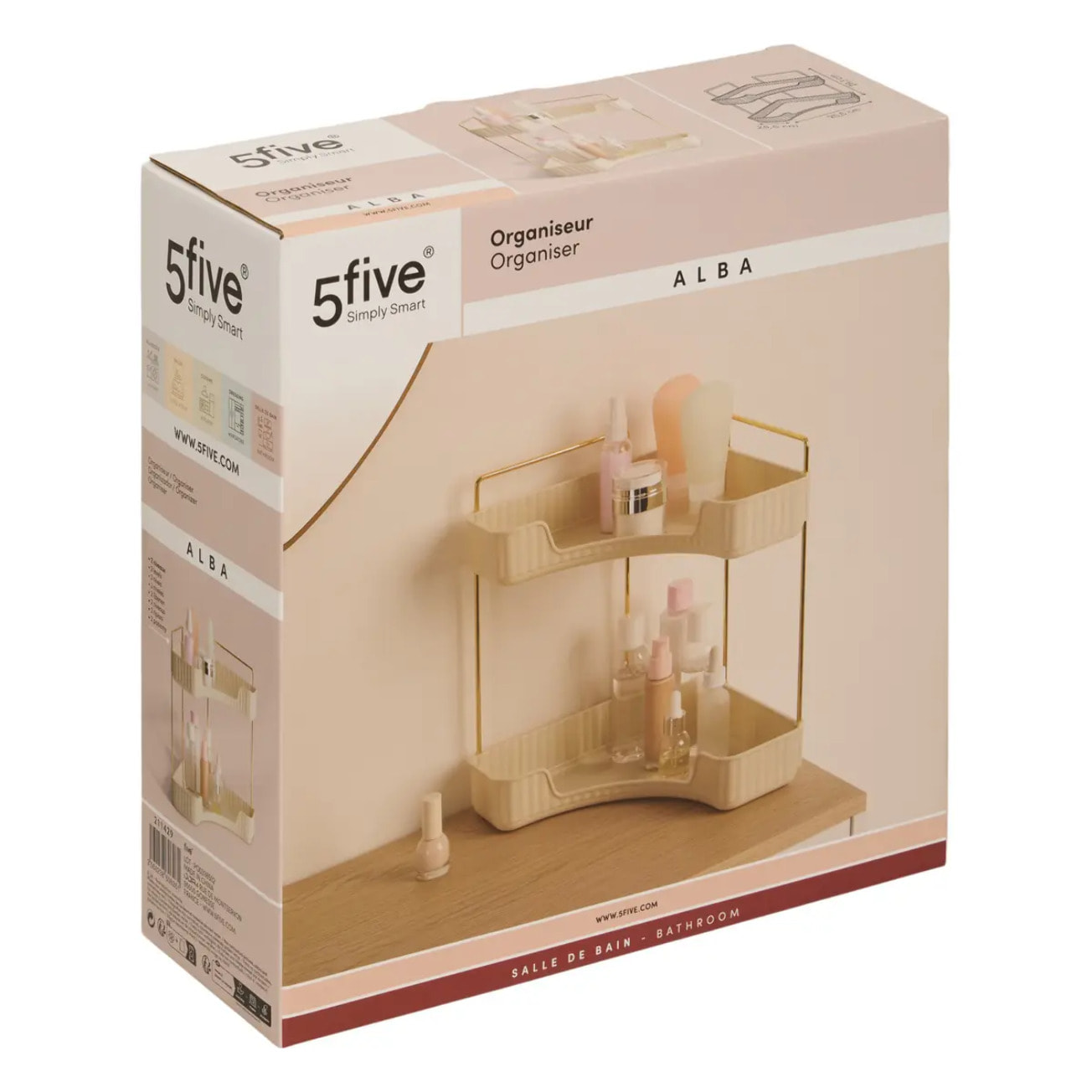 Étagère d'angle 2 niveaux pour douche Alba blanc