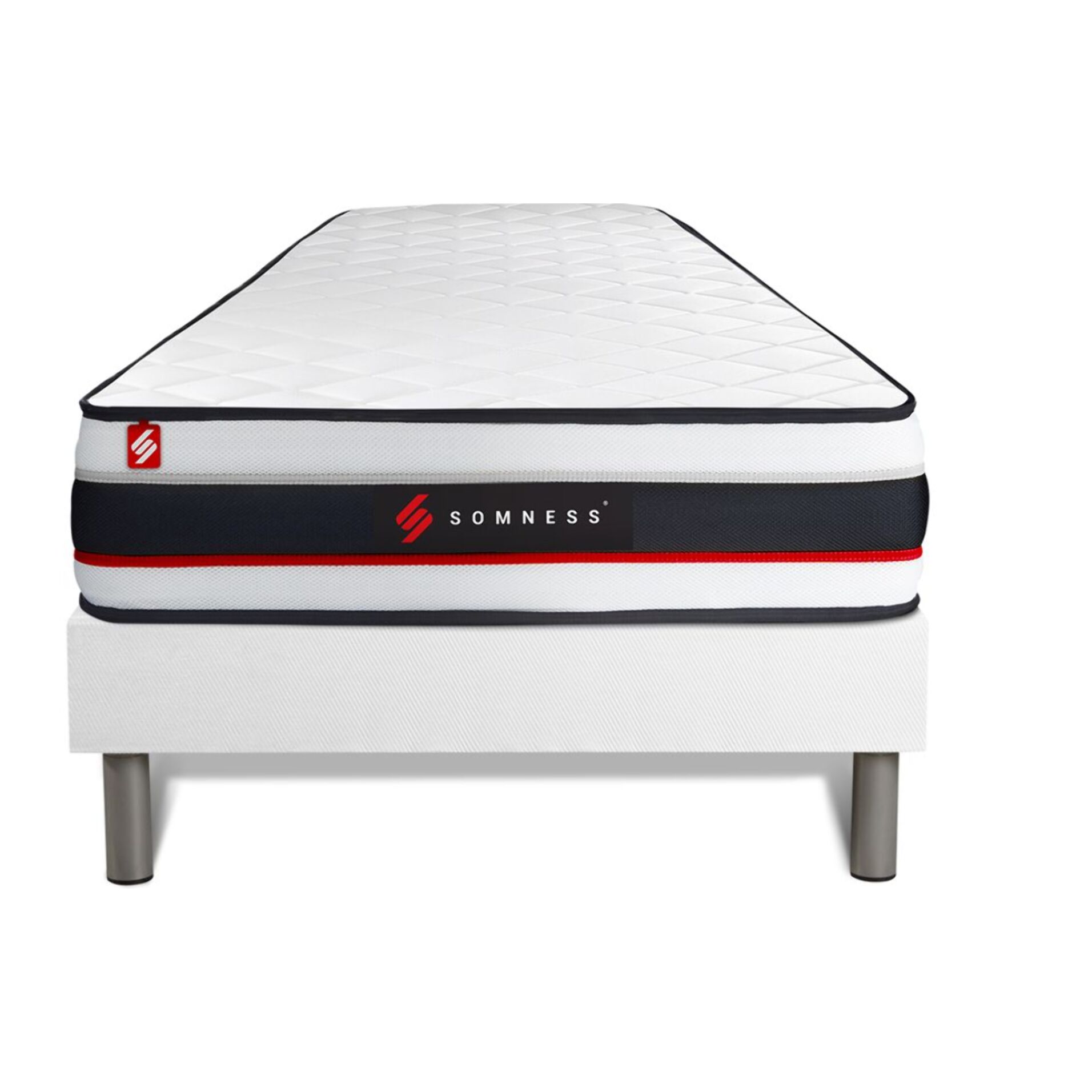 Ensemble Matelas Sommier 90x190 cm - Sommier Blanc (déjà monté) - Form