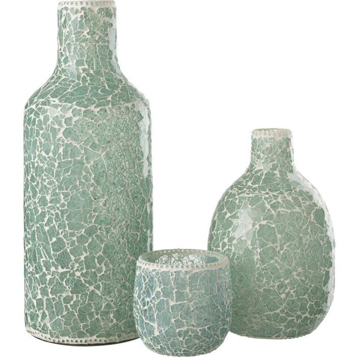 J-Line Vase Mosaique Verre Vert/Blanc Large