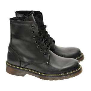 Anfibi in vera pelle con stringhe e lampo laterale