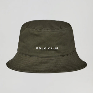 Cappello bucket verde cachi con logo ricamato minimal Polo Club