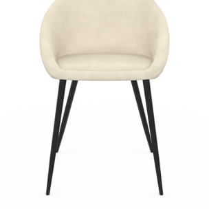 Chaises Dory velours crème pieds métal noirs - lot de 4