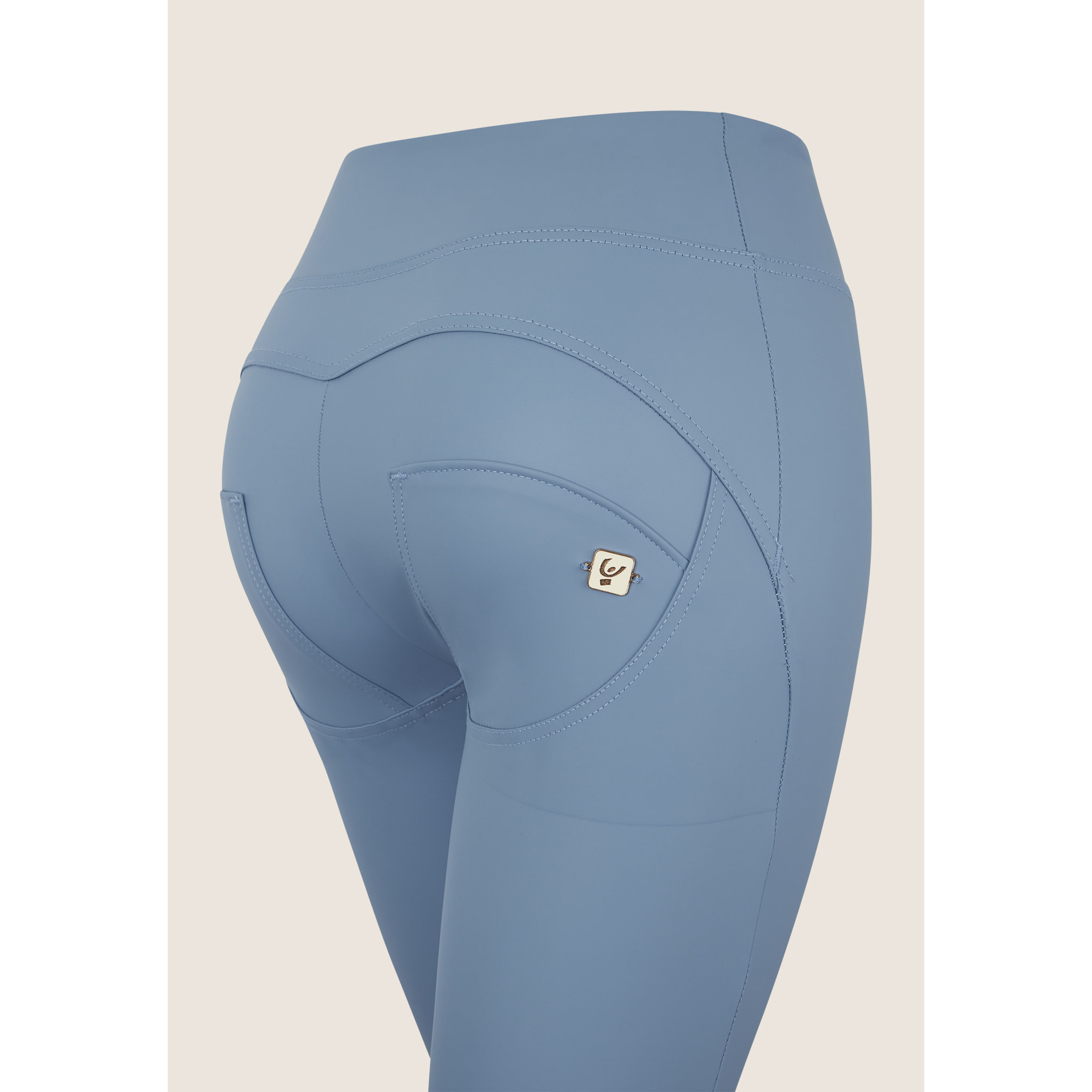 Pantaloni WR.UP 7/8 similpelle vita alta con bottoni deco