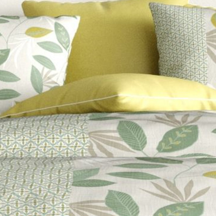 Parure housse de couette imprimé 100% coton - areca - vert