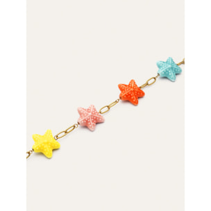 Collar Starfish Chic Color Acero Baño Oro