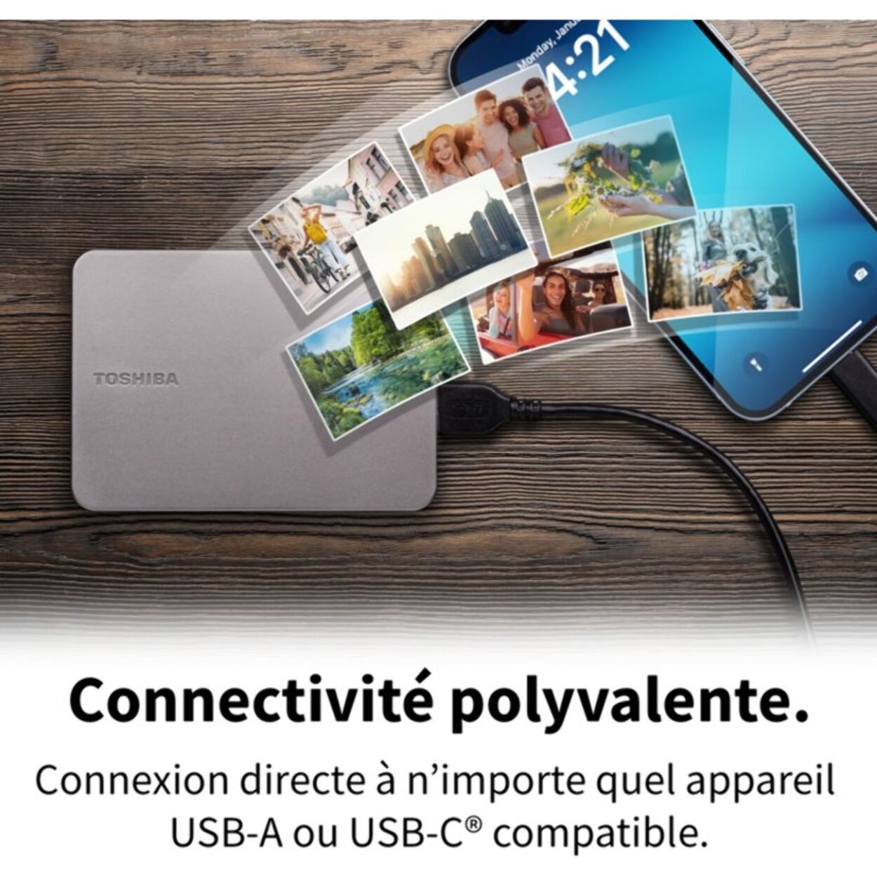Disque dur externe TOSHIBA 2To Canvio Flex Silver USBC A