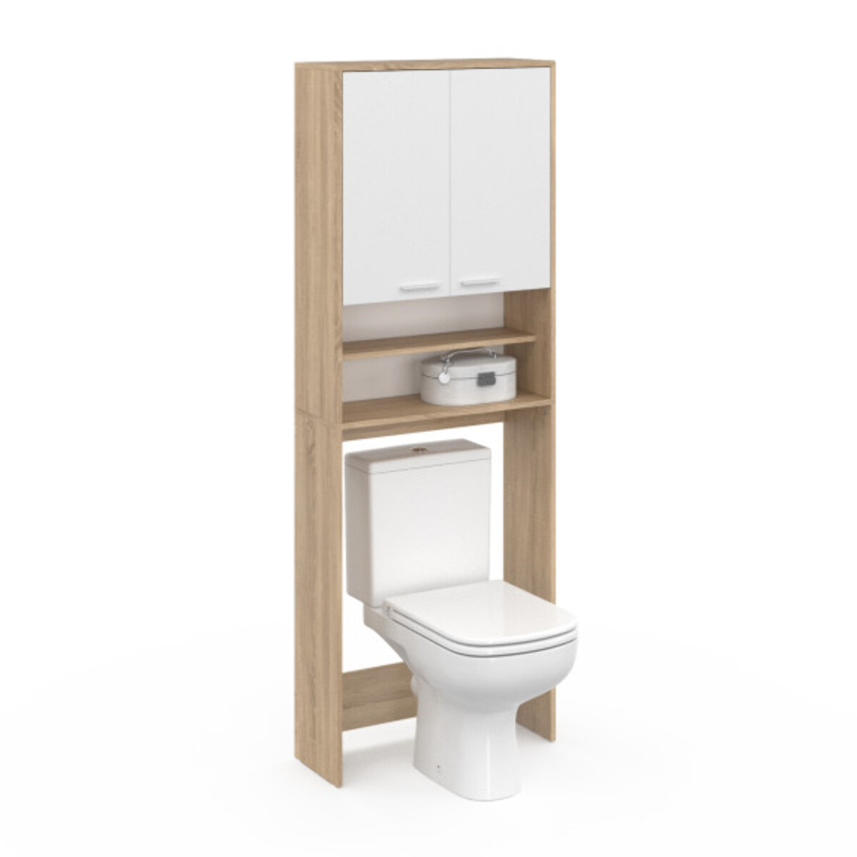 Meuble dessus machine à laver Will blanc et bois