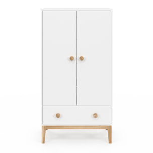 Armoire pour enfant Bella 2 portes effet hêtre et blanc