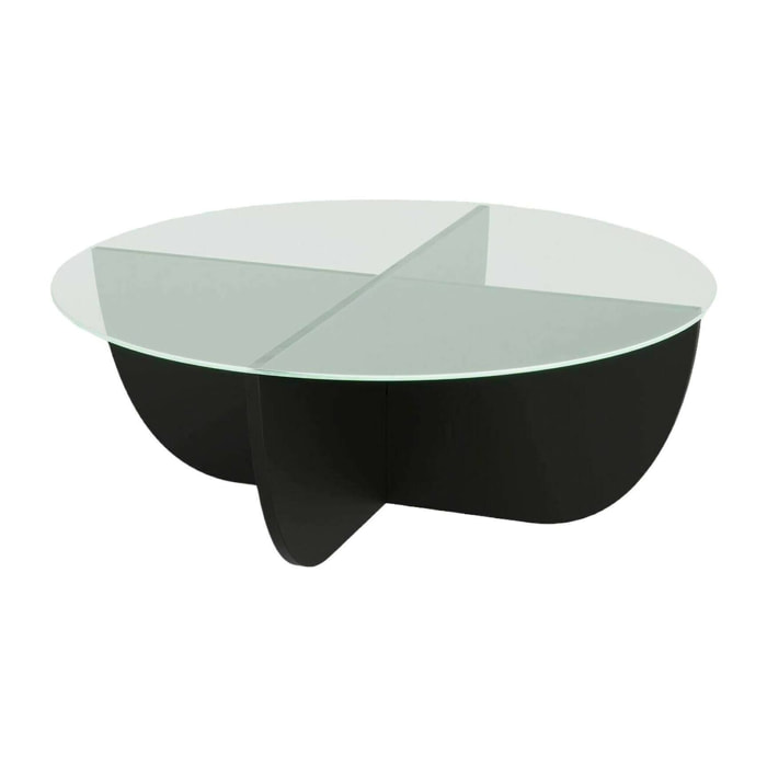 Tavolino da salotto Jolanda, Tavolo basso da caffè, Portariviste per divano, Ripiano da soggiorno, 90x90h30 cm, Nero