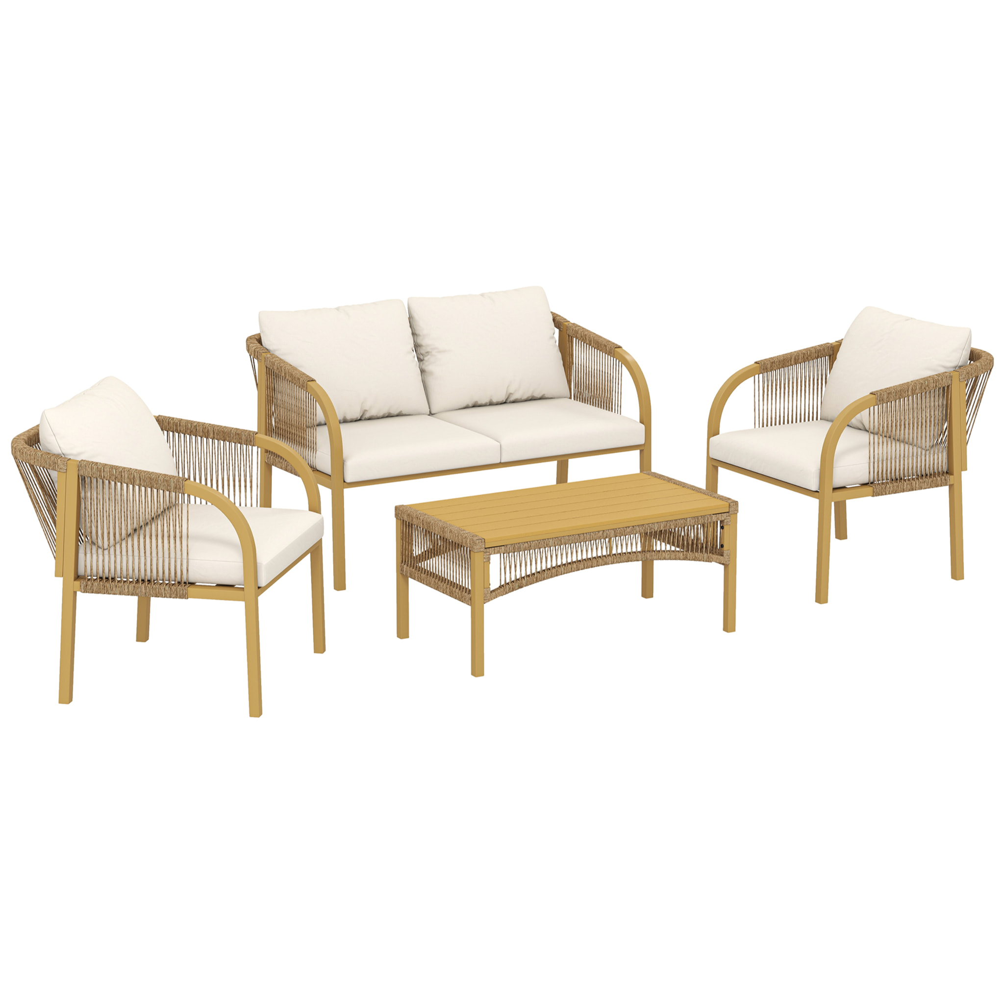 Salon de jardin colonial 4 places kaki beige