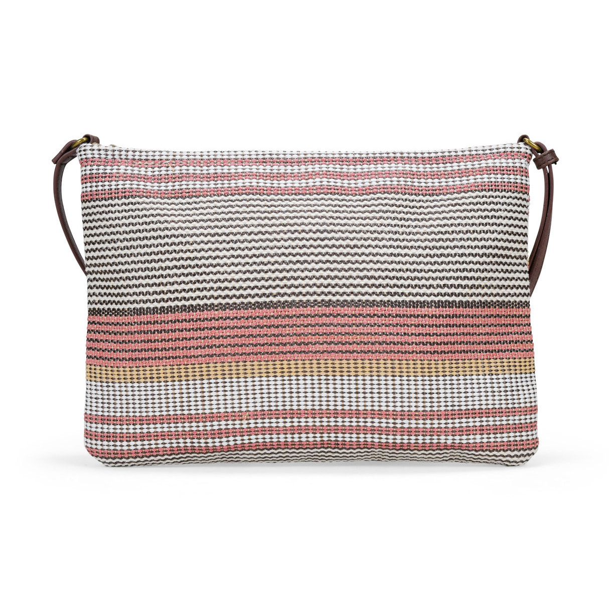 Bolso bandolera beige en rafia con cremallera