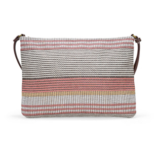 Bolso bandolera beige en rafia con cremallera