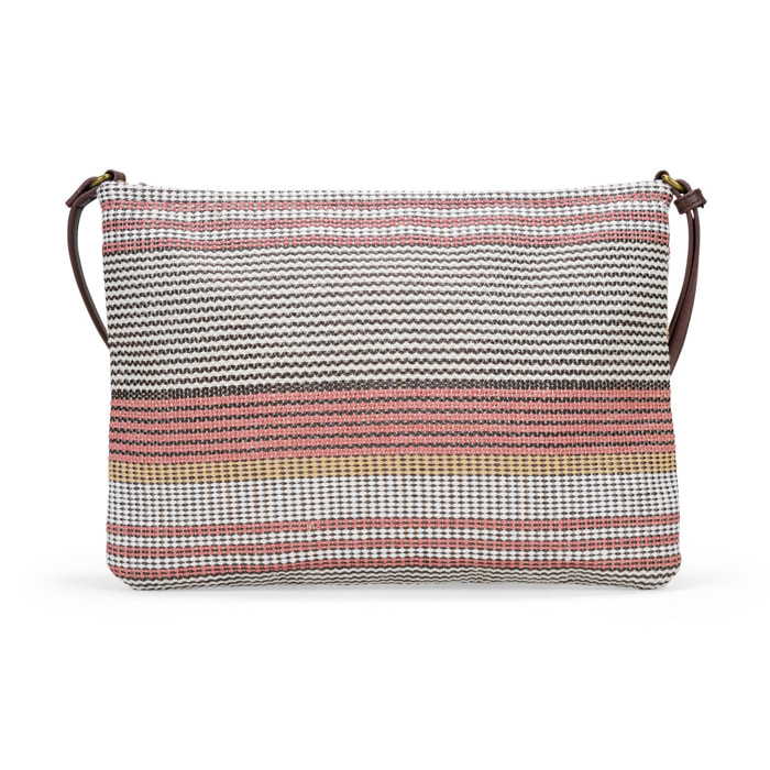 Bolso bandolera beige en rafia con cremallera