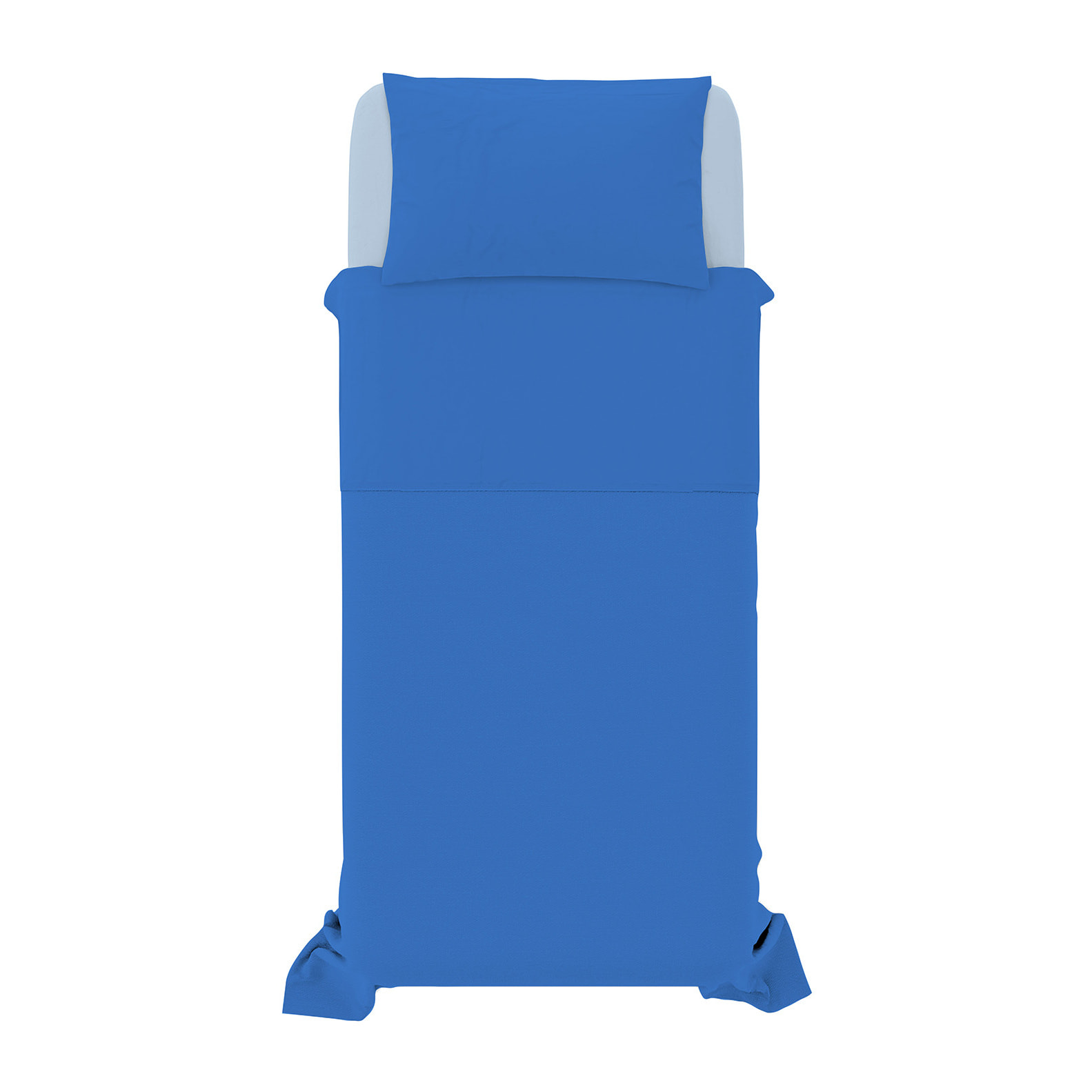 COMPLETO LETTO NATURAL COLOUR MADE IN ITALY COTONE-ROYAL/AZZURRO SINGOLO