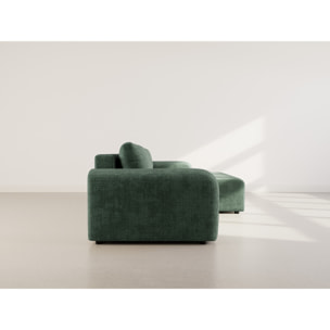 Rebecca - canapé d'angle droit 4 places convertible avec coffre en velours texturé - Vert