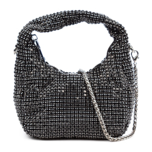 Baganza bolso de mano de fiesta con pedrería de circonitas grado 5A, diseño diamante efecto brillante.