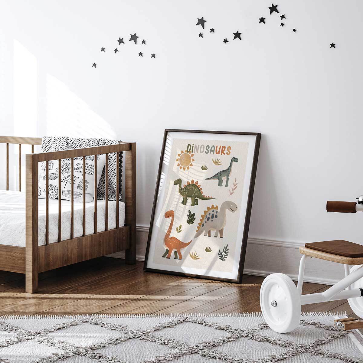 Affiche enfant les grands dinos  Affiche sous cadre noir