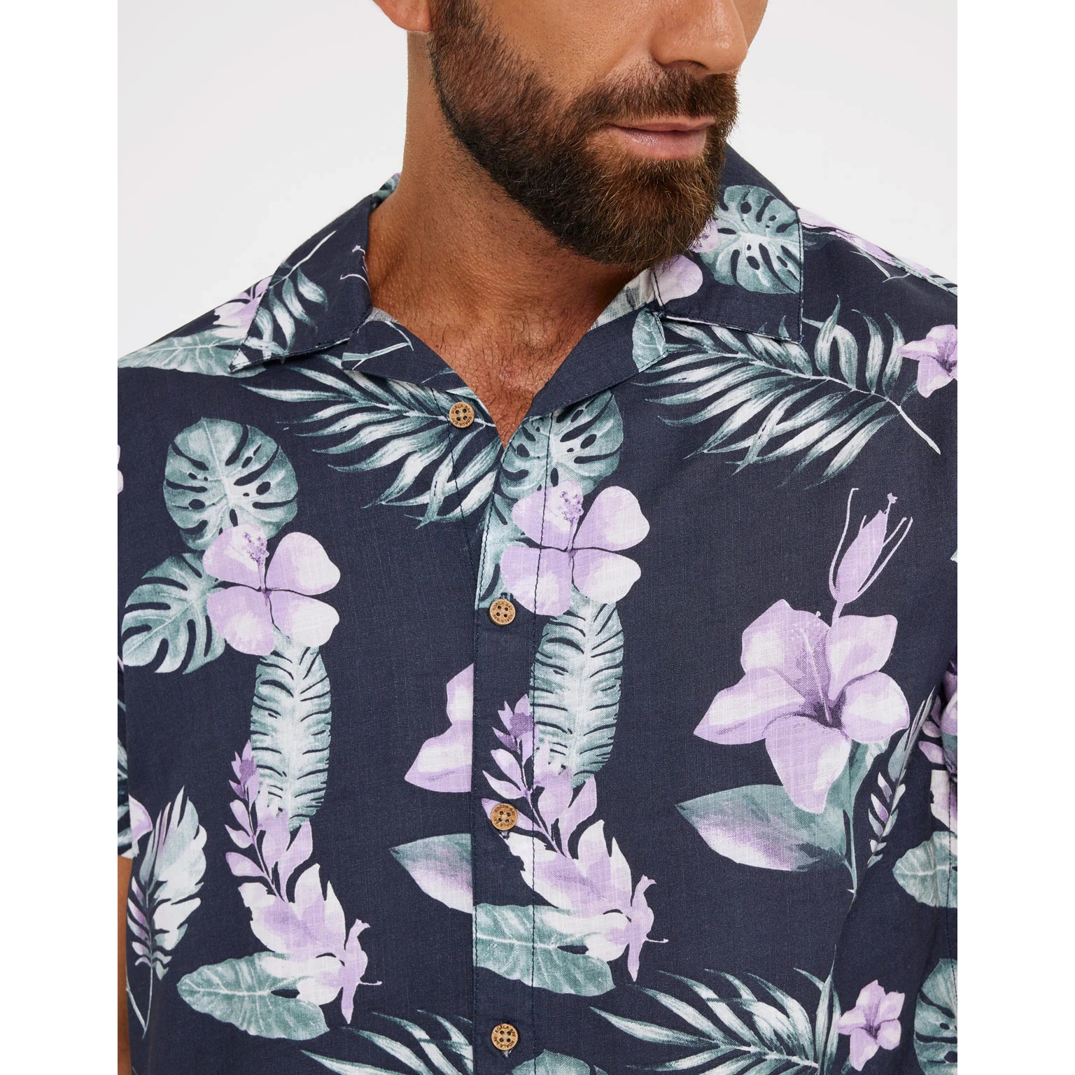 Camisa Manga Corta Estampado Hawaiano - Risc