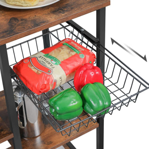 Scaffale cucina industriale alto con gancio e cassetto a rete 90x40x132 cm