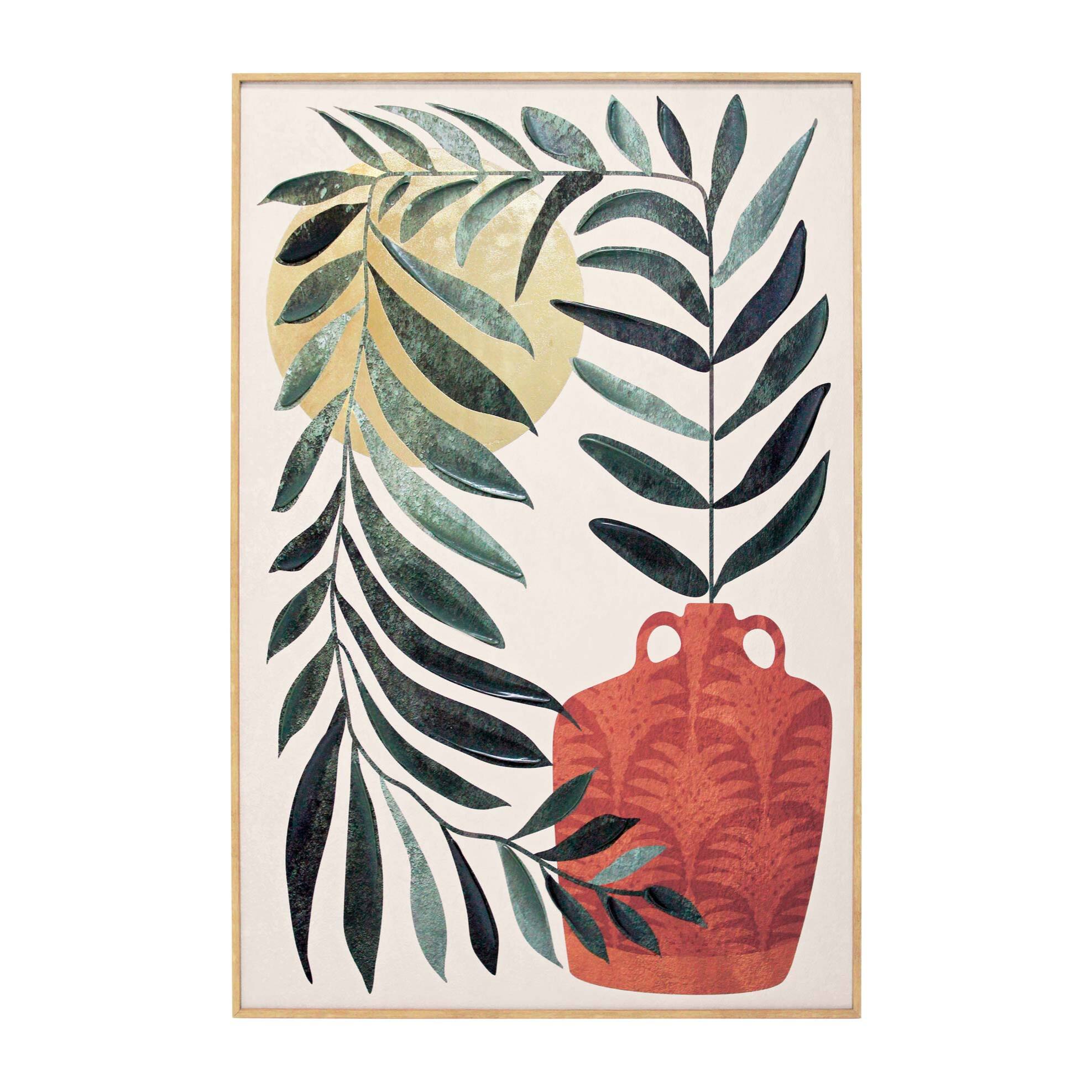 Cuadro Roman poliéster verde-terracota-dorado 91x61x4cm