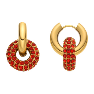 Pendientes con Cristal Rojo acabado oro 18k