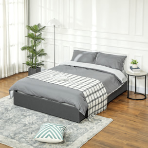 Cama Doble 140x190 cm Estructura de Cama Somier con 3 Cajones y Estructura de Metal Carga 363 kg Gris