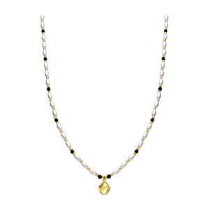 Collar con Perla Blanca acabado oro 18k