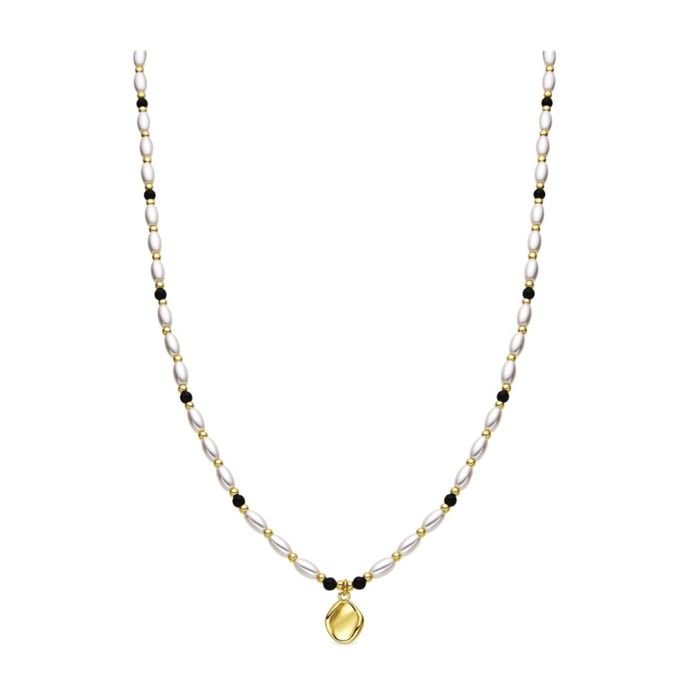 Collar con Perla Blanca acabado oro 18k