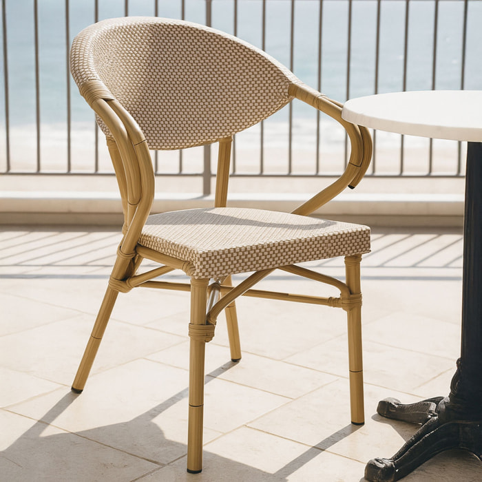 Lot de 2 fauteuils de table extérieur en textilène beige AMALFI