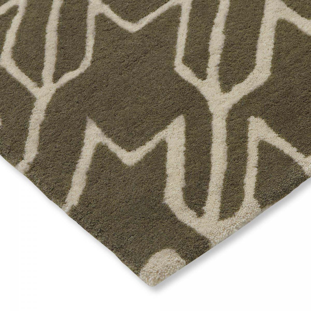 Tapis salon et chambre fait à la main en laine motif géométrique TAIL