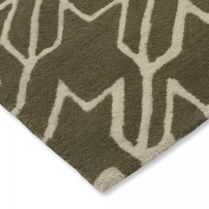 Tapis salon et chambre fait à la main en laine motif géométrique TAIL