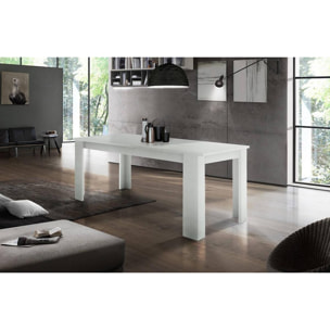 Tavolo per sala da pranzo estensibile, Made in Italy, Tavolo moderno con allunghe, Consolle allungabile, cm 140/190x90h75, colore Bianco lucido Larice