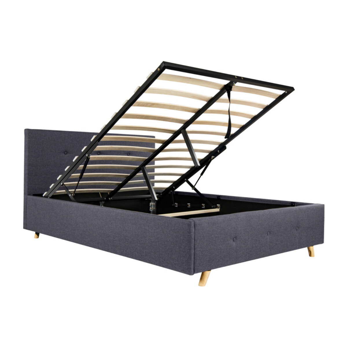 Lit coffre Mala 140x190cm tissu gris