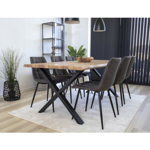 Set 2 sedie da pranzo Middelfart in microfibra grigio scuro con gambe nere