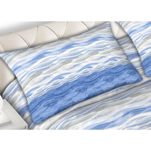 Completo Lenzuola In Calda Flanella Made in Italy Pretty Blu