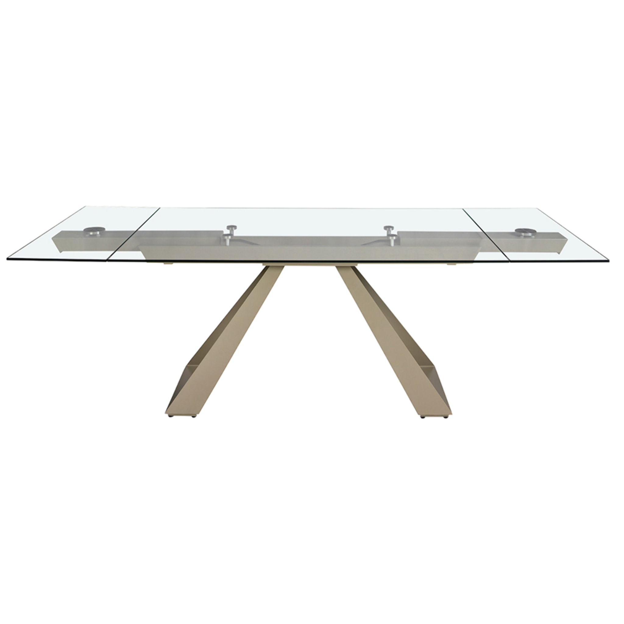 Mesa comedor extensible rectangular con tapa de cristal templado 160x100x76cm