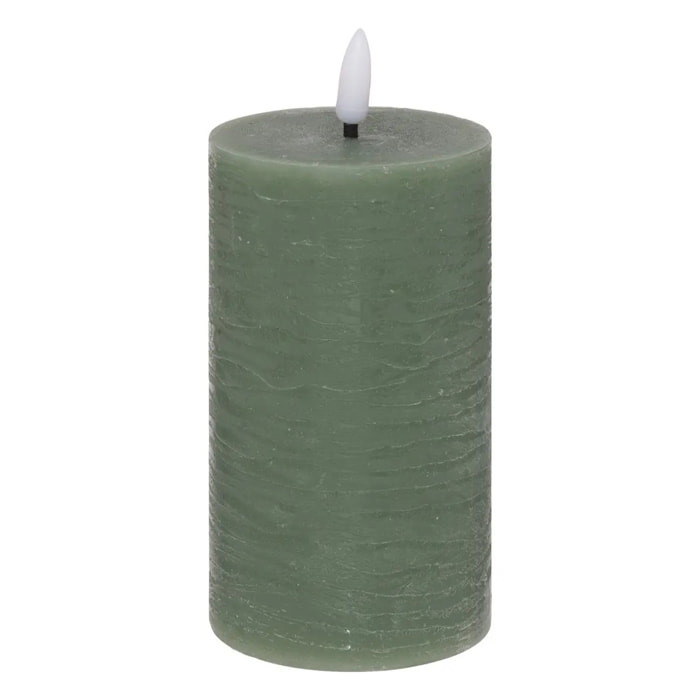Bougie ronde LED Molia 7x15cm vert
