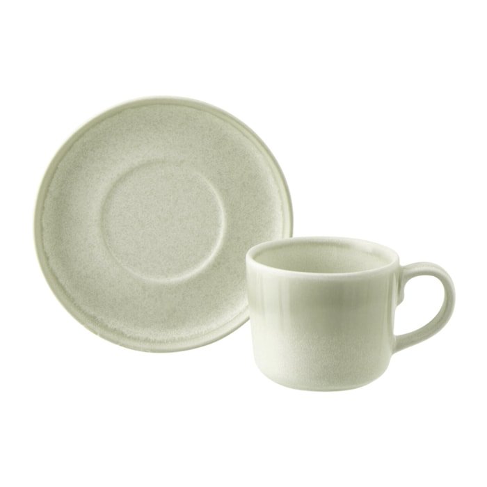 J-Line Tasse + Sous-tasse Luna - céramique - vert clair
