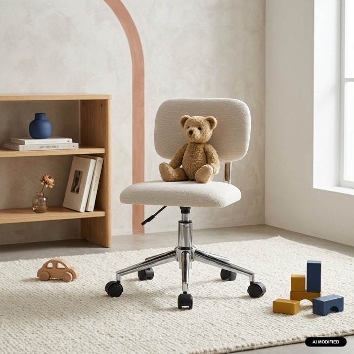 Chaise de bureau enfant à roulettes ajustable tissu chenille AMORY KID