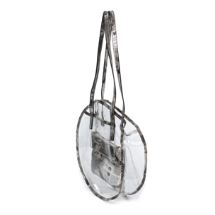 IRIA QUINTANA Borsa a Spalla da Donna Asti. Materiale PVC PU Pelle Sintetica Stampata 42x14x32 Cm. Colore bianco
