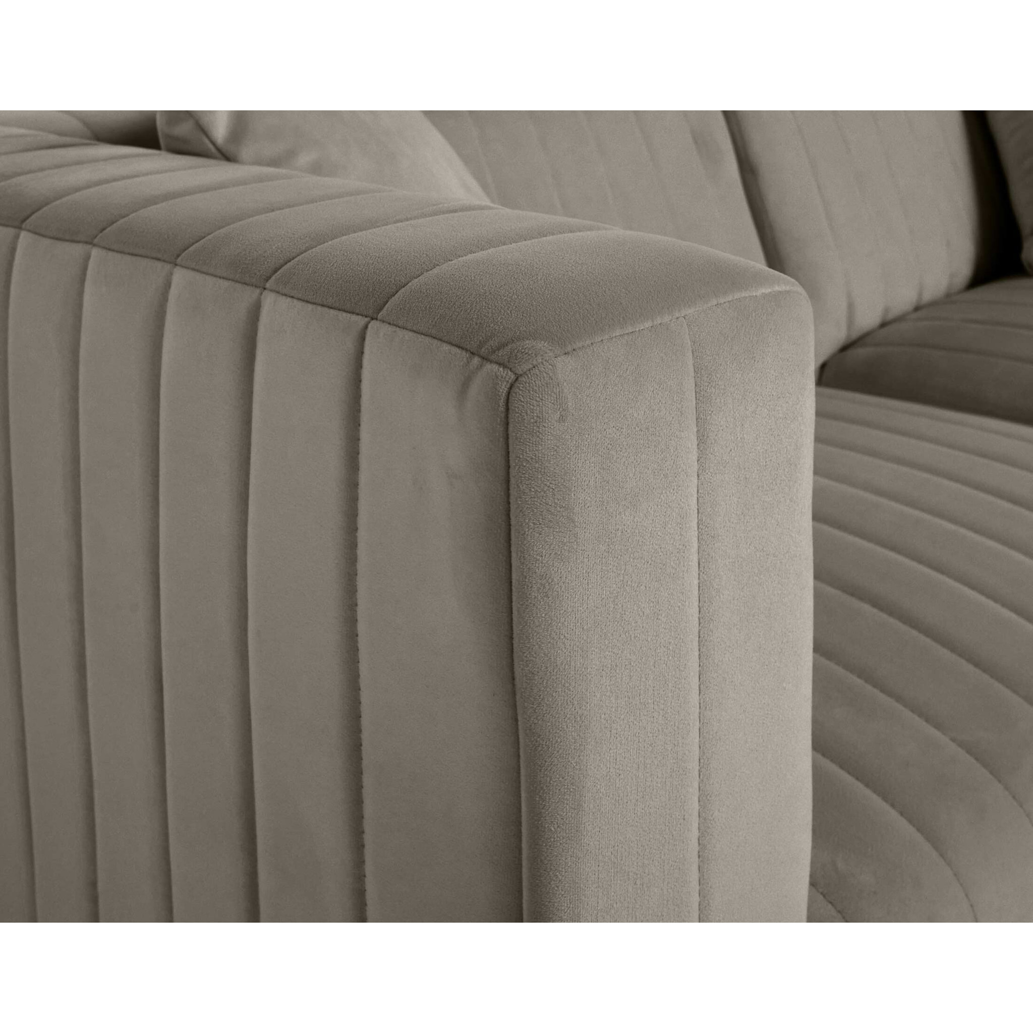 Nova - canapé modulable d'angle droit - 5 places - en velours - Gris