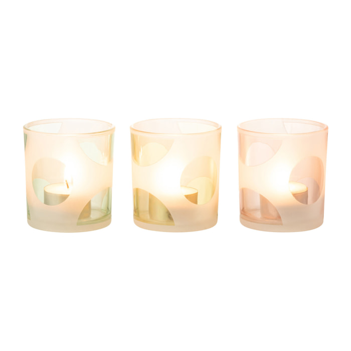 J-Line photophore Rond - verre - mix/pastel - small - 3 pcs