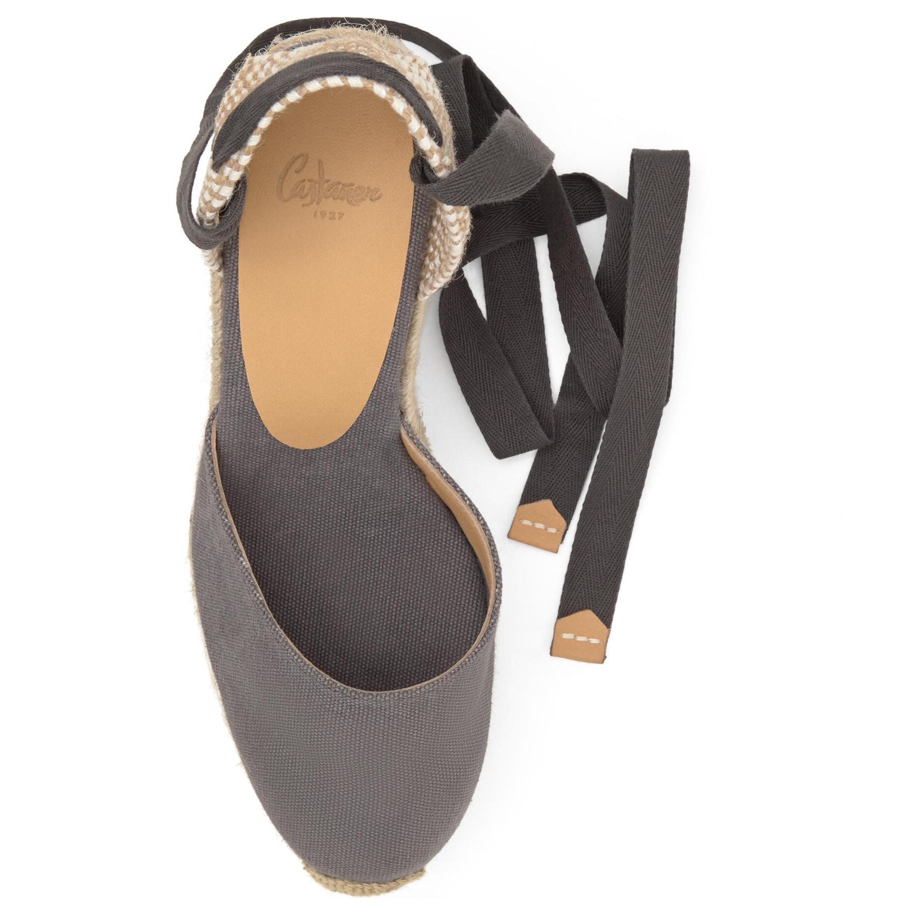 Alpargata de cuña Carina en algodón orgánico lavado con cierre de cintas