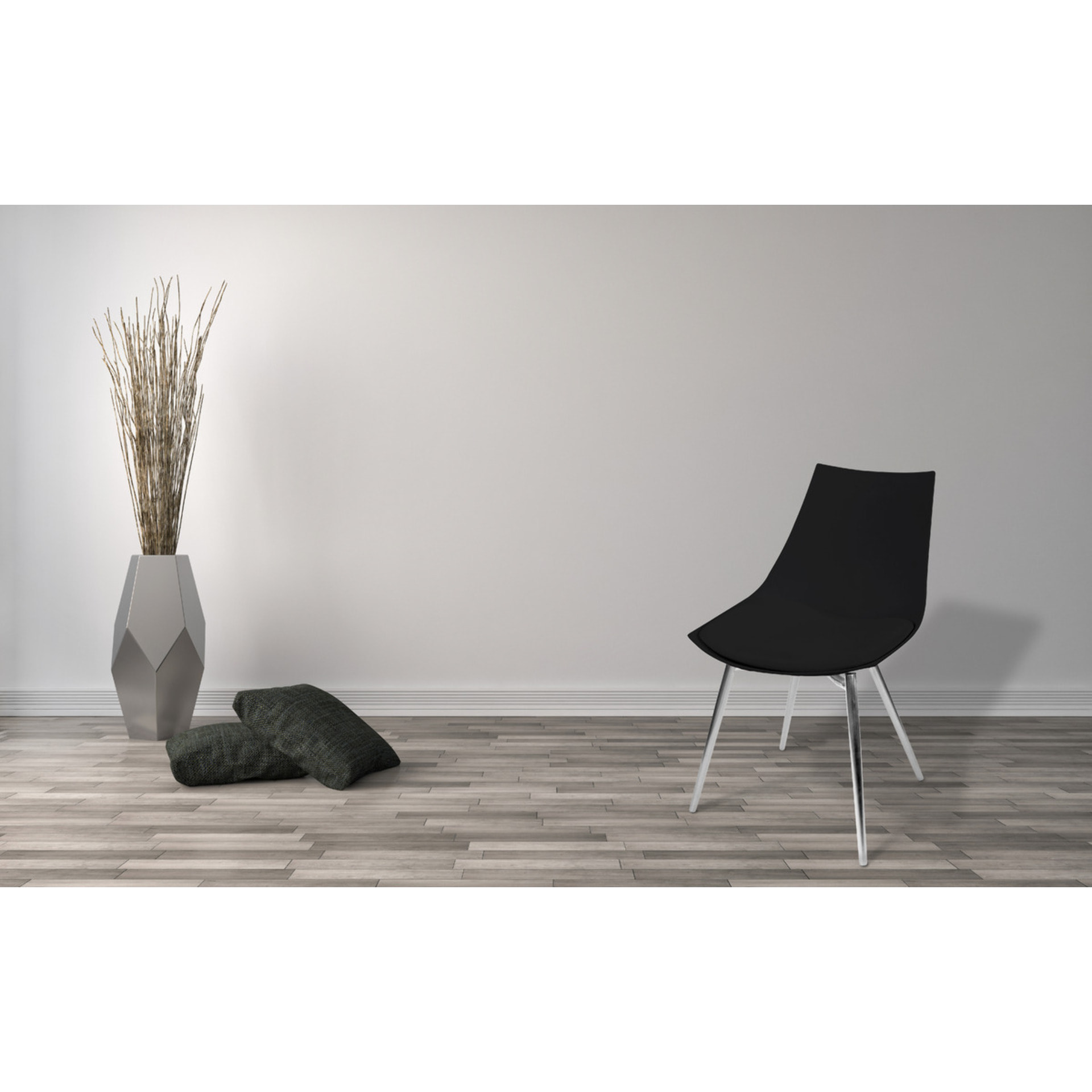 Set di 4 Sedie Dakota 100 in Ecopelle Nera e Gambe Cromate