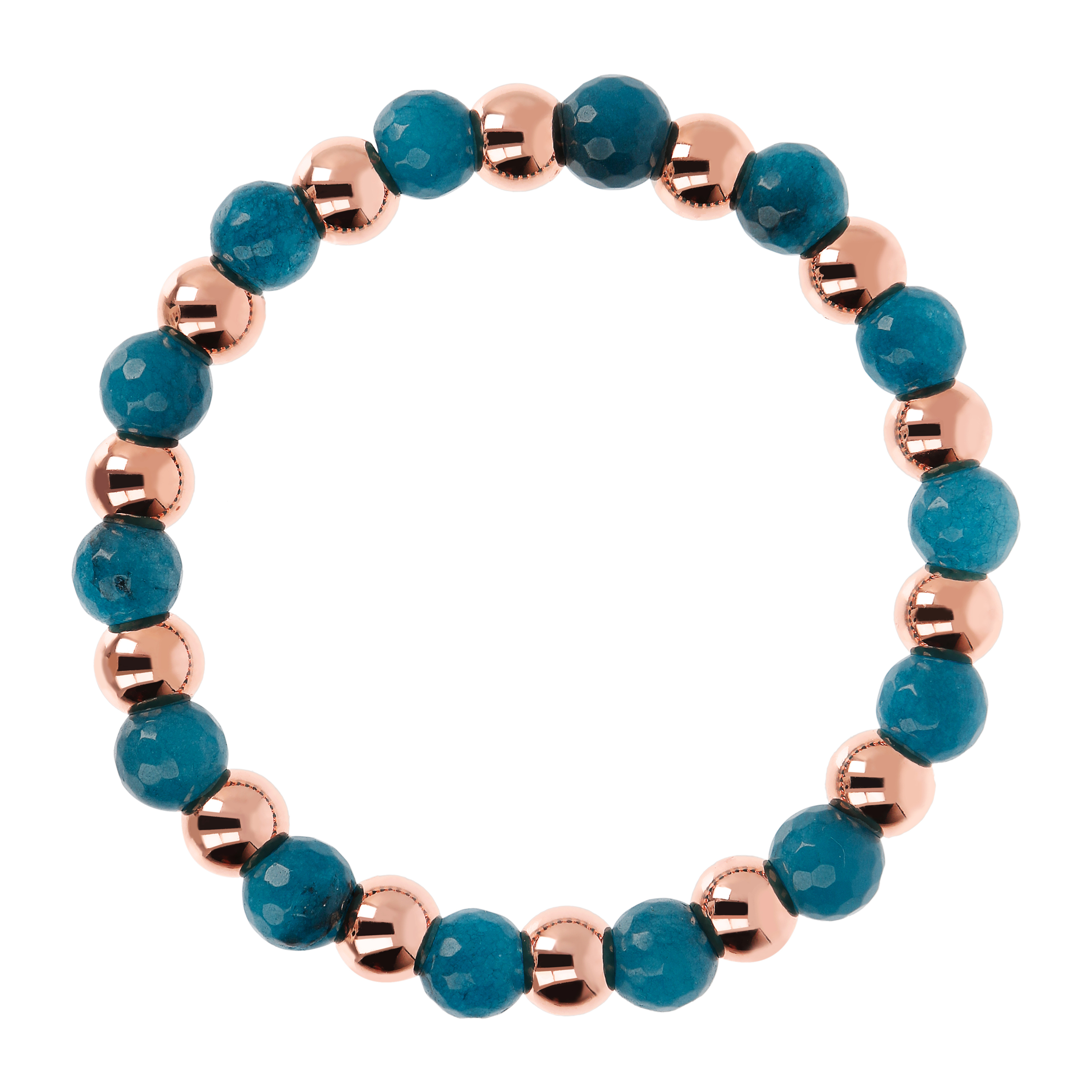 Bracciale Stretch in Golden Rosé con Pietra Naturale Quarzo Blu Placcato Oro Rosa 18kt