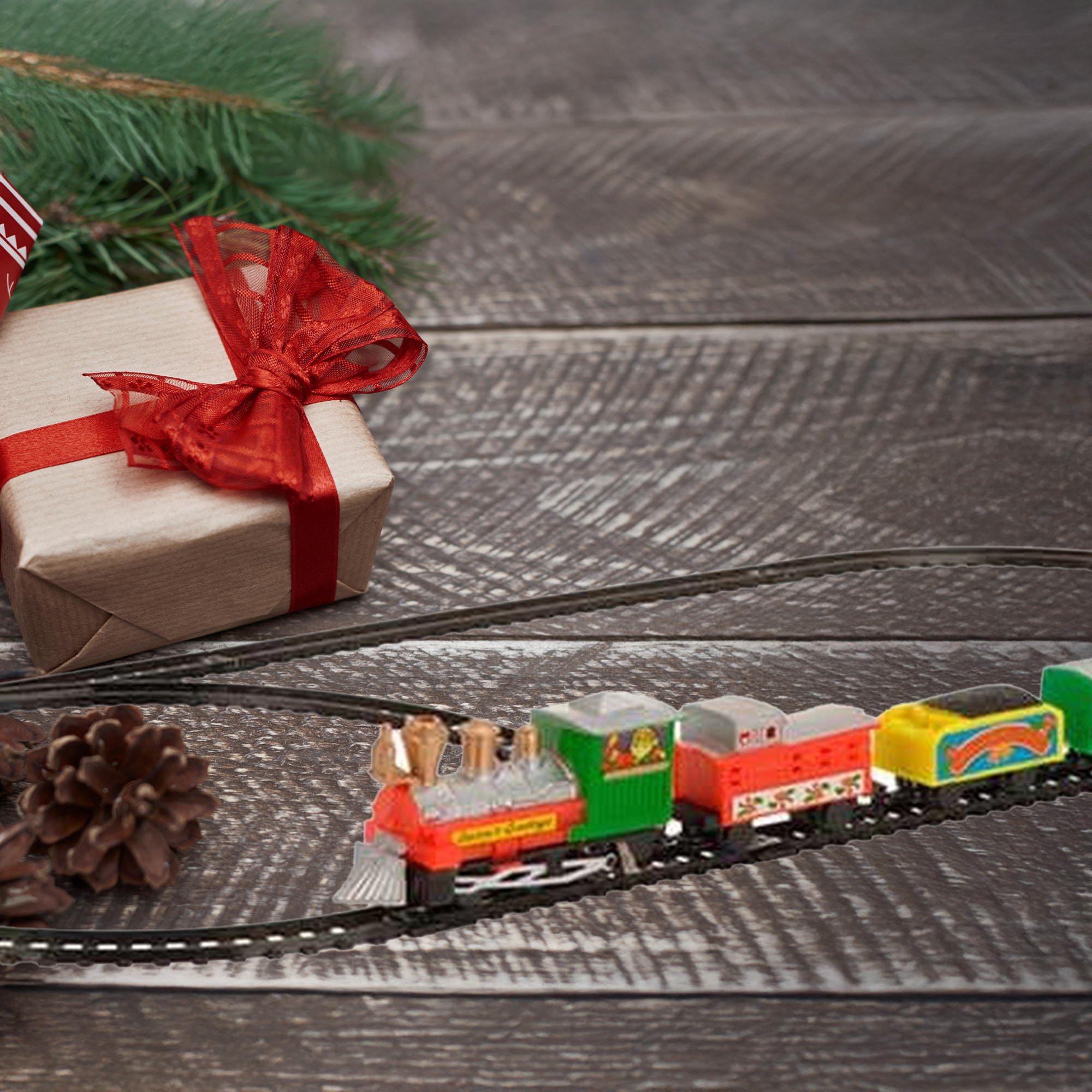 Juego de tren de navidad con 9 piezas para decoración