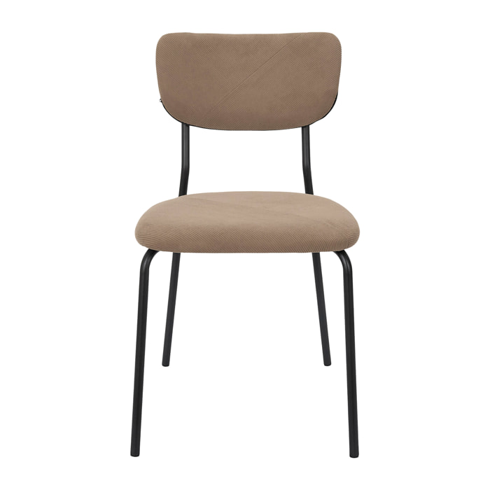 Lot de 4 Chaises - HOME DECO FACTORY - Jules - Côtelées - Confortables - Taupe